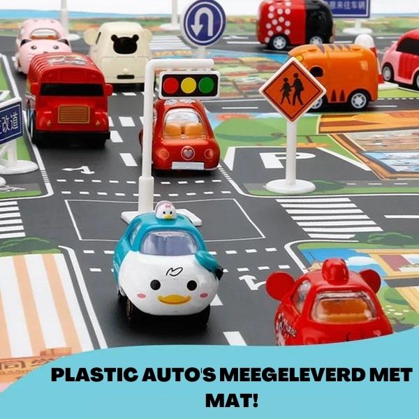 FunCity™ | Montessori Speelmat - Auto's en Verkeersborden - Verkeersinzicht voor Kinderen | Kleurrijke en Interactieve Speelmat | Geschikt voor Peuters en Kleuters