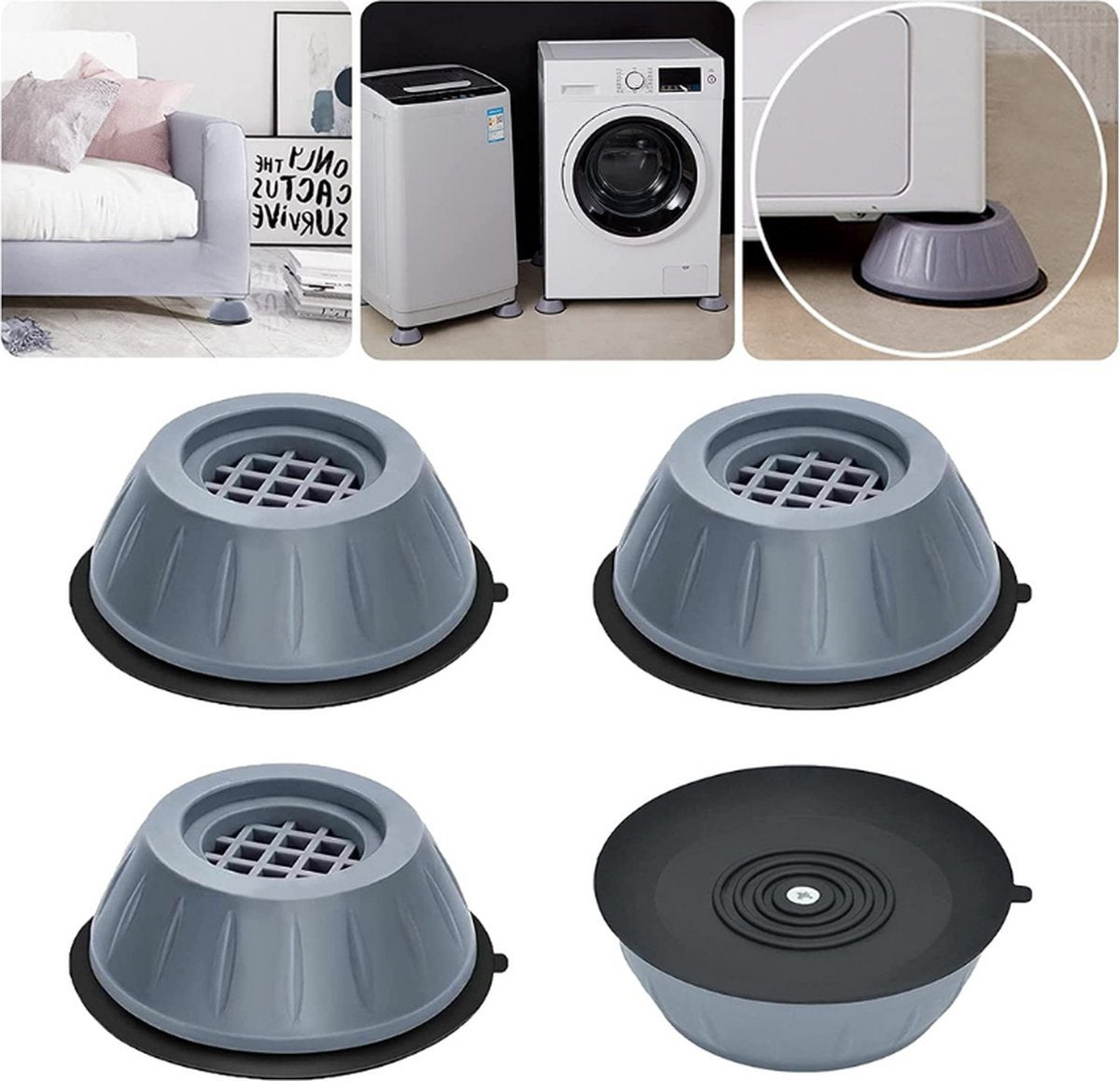 SlipStop™ - Wasmachine trillingsdemper | Anti-slip | Beschermt je wasmachine en vloer | Stapelbaar