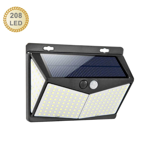 SolarWalls™ - Solar 208 LED Buitenlamp | Bewegingssensor - Werkt op Zonne-energie - Waterproof - Makkelijk te Installeren - Tuinverlichting