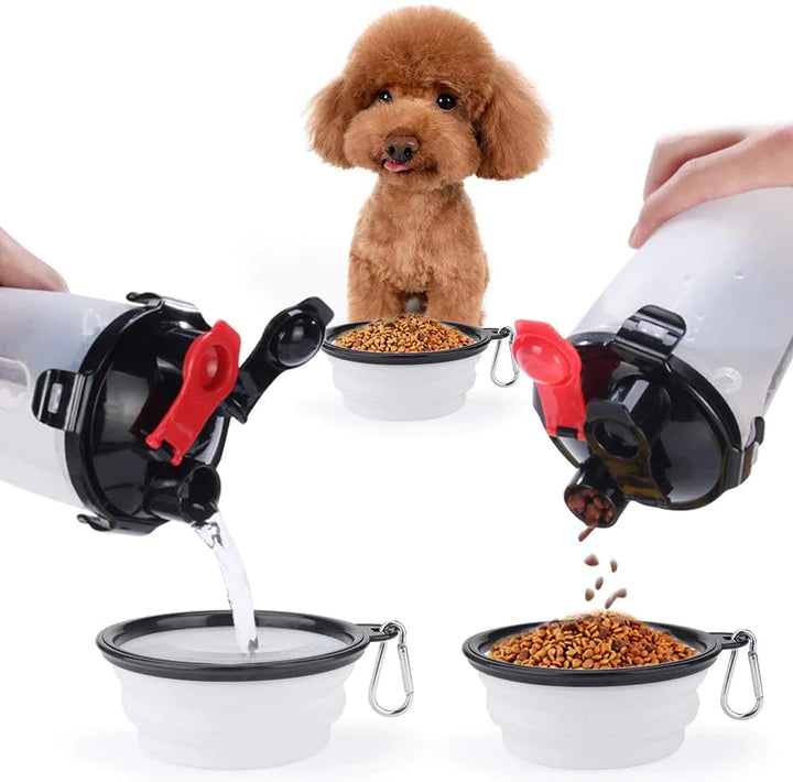 DogFeeder™ -  2-in-1 Draagbare Hondenfles | Altijd eten en water bij de hand - 100% lekvrij - Ideaal voor Onderweg