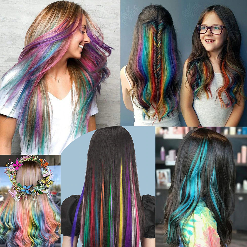 Rainbow™ Extensions met Haarklip | Verander je haarkleur zonder Beschadiging | Tijdelijk 13 Kleuren + 13 GRATIS 🌈